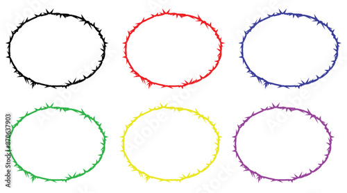 Barbed wire set different color icons. Vector Illustration.