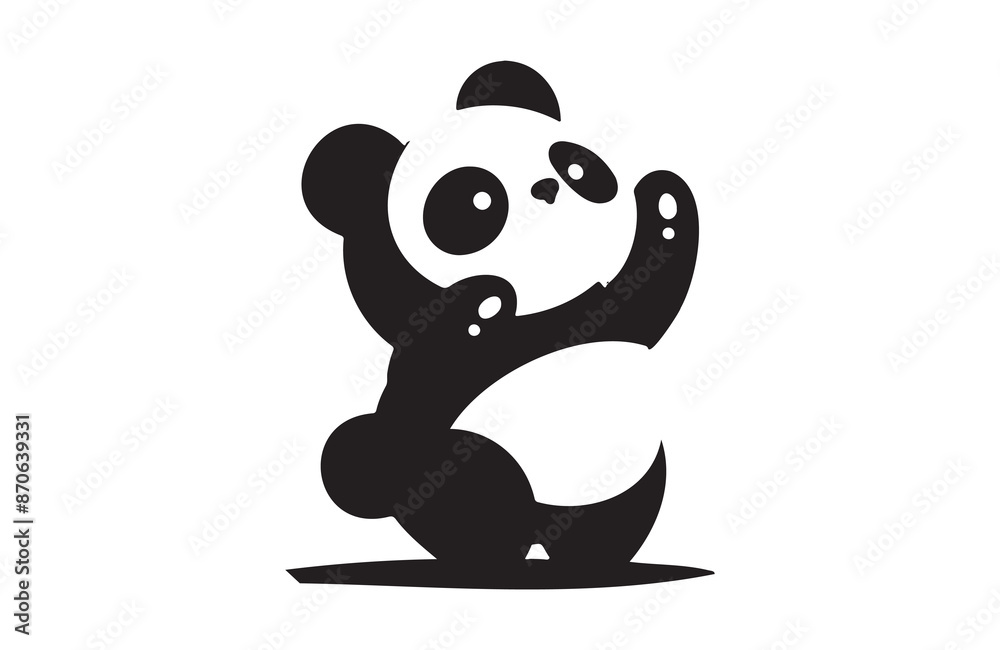 A Panda of silhouette vector  illustration in white background