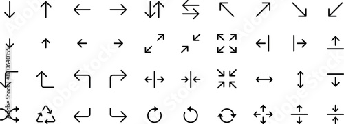 Arrow icon set cursor arrow up down and symbol icons. Modern simple solid arrows collection web design, mobile apps, interface minimal flat, solid line left right top bottom direction path way media