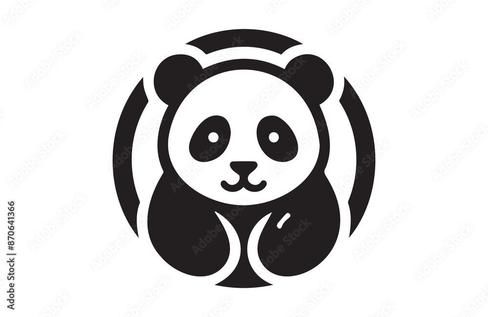 A Panda of silhouette vector illustration in white background A Panda of silhouette vector illustration in white background