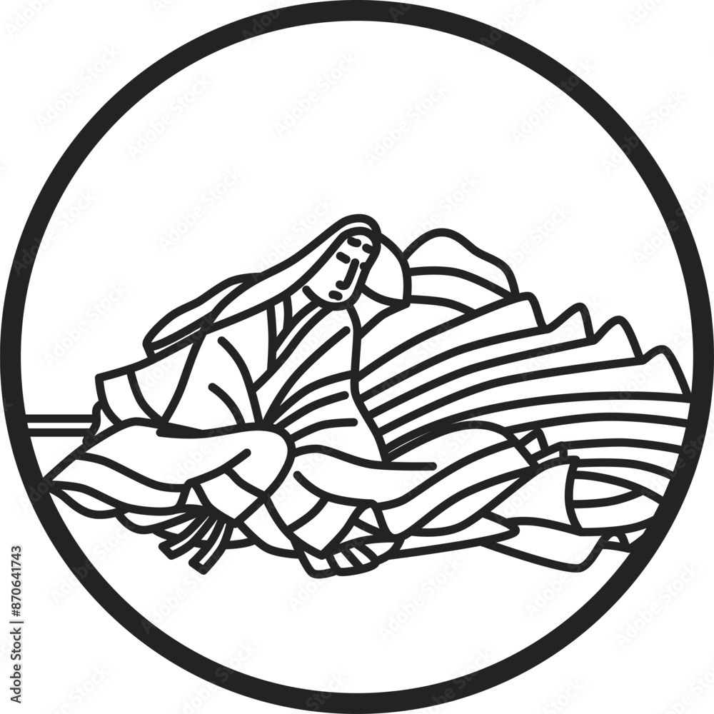 線画円形シンプル百人一首 和泉式部 線画円形シンプル百人一首 和泉式部