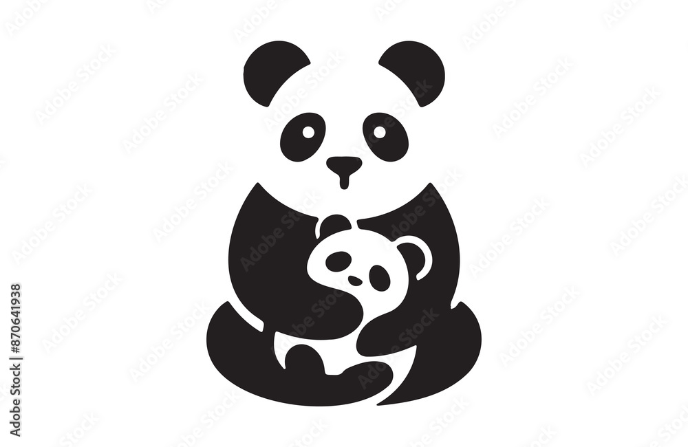 Naklejka premium A Panda of silhouette vector illustration in white background