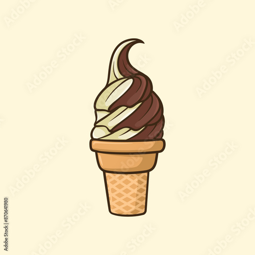 Vannila Chocolate Ice Cone Cartoon Vector photo