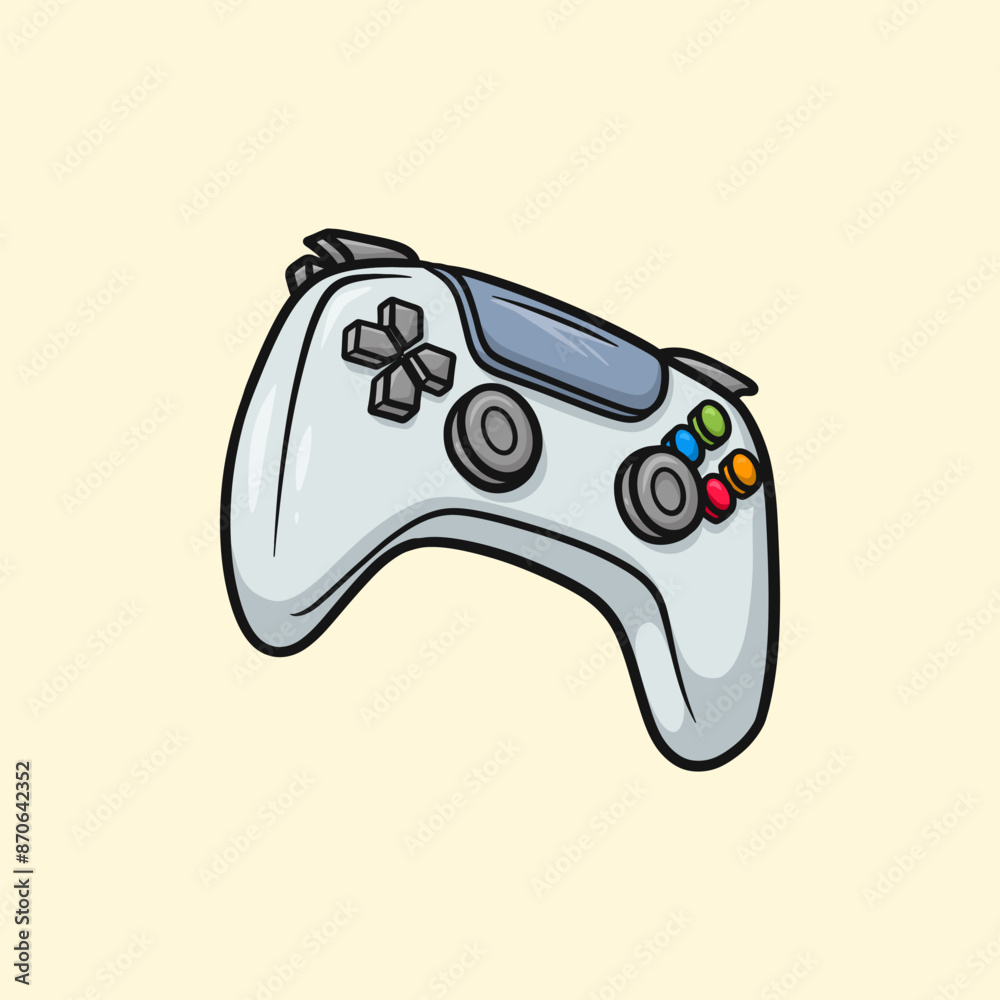 Gaming Stick Controller White Blue Cartoon Vector Gaming Stick Controller White Blue Cartoon Vector