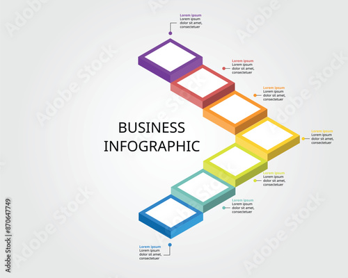timeline ladder level for infographic presentation template with 7 element for banner