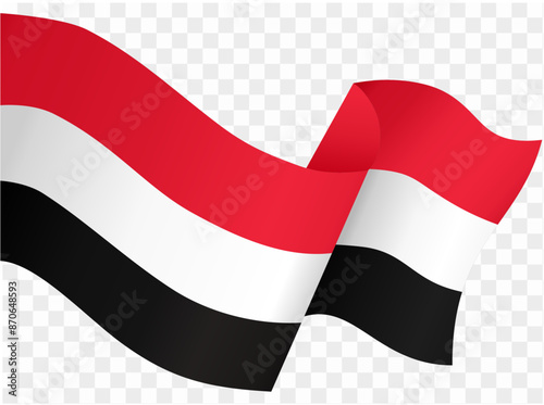 Yemen flag wave isolated on png or transparent background vector illustration.   photo