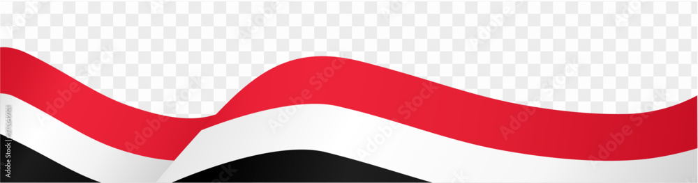 Naklejka premium Yemen flag wave isolated on png or transparent background vector illustration.