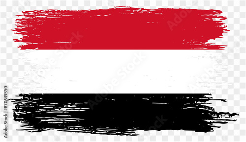 Yemen flag brush paint textured isolated  on png or transparent background. vector illustration 