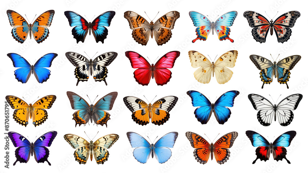 Fototapeta premium Butterfly png element set, transparent background