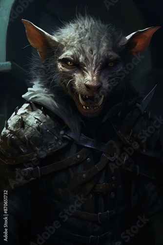 cursed, wererat, shadows, night, horror, fantasy, creature, supernatural, mystery, dark, folklore, legends  Fantasy RPG character  photo