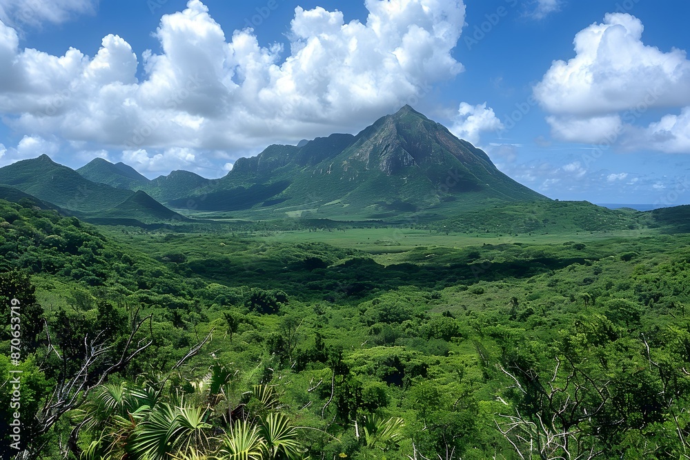 Fototapeta premium Lush Green Mountains in the Caribbean