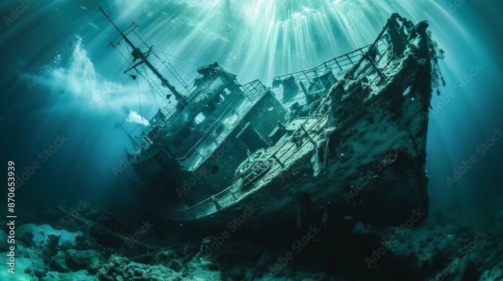 Shipwrecks lie hidden beneath the waves, silent reminders of the ocean's unforgiving nature. Shipwrecks lie hidden beneath the waves, silent reminders of the ocean's unforgiving nature.