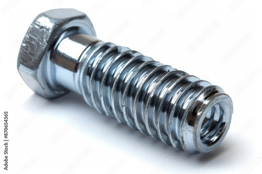 Close-up of a Silver Screw with a Hex Head Close-up of a Silver Screw with a Hex Head