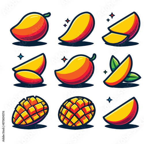 mango slices illustration collection set
