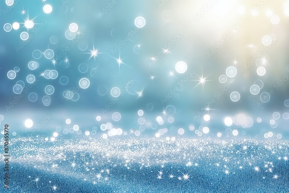 Light Blue Background with Blurred White Bokeh Lights Light Blue Background with Blurred White Bokeh Lights