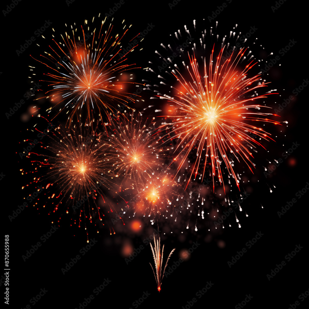 Obraz premium DIfferent colros and types of fireworks in the sky background
