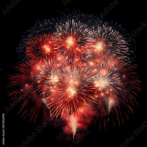DIfferent colros and  types of fireworks in the sky background © somasekhar
