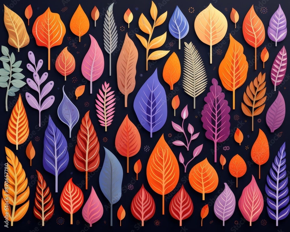 Fototapeta premium botanical shapes flat design front view natural patterns animation Complementary Color Scheme