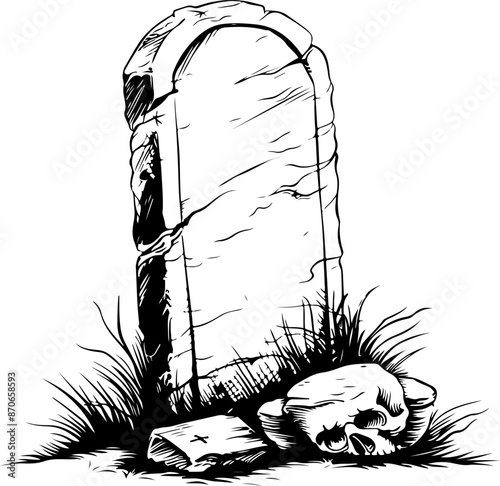 Hand drawn grave stone clipart design illustration