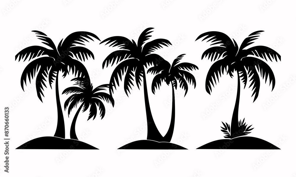 Fototapeta premium 3 vector palm tree silhouettes