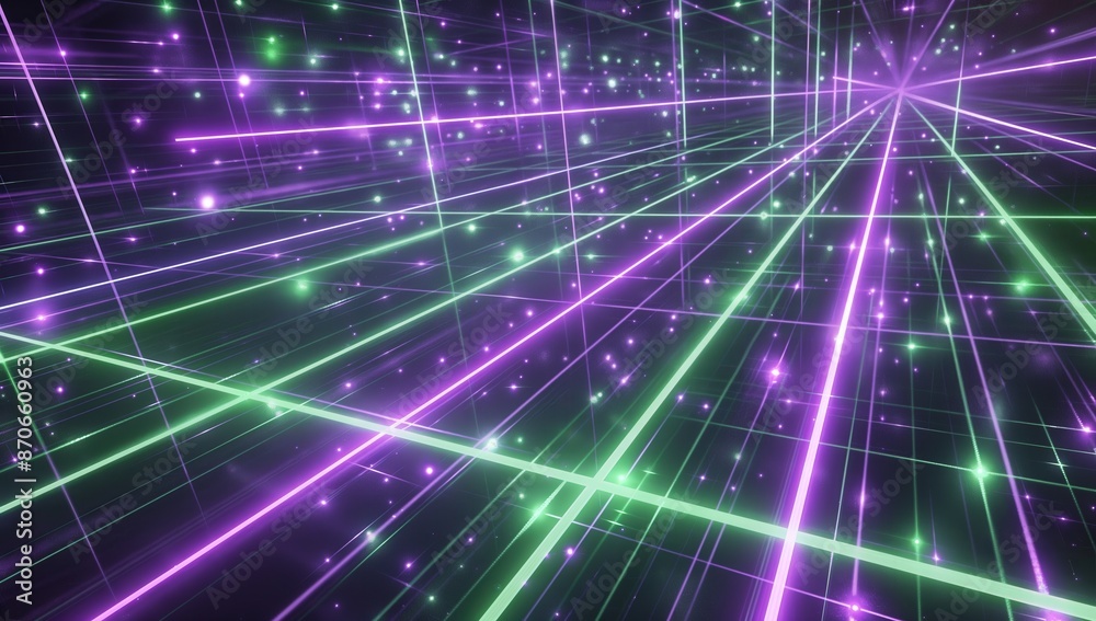 Futuristic Grid with Neon Green and Purple Lines on Dark Background Futuristic Grid with Neon Green and Purple Lines on Dark Background