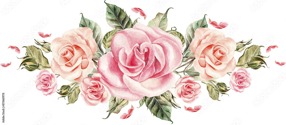 fiori rosa acquerello per partecipazioni matrimonio