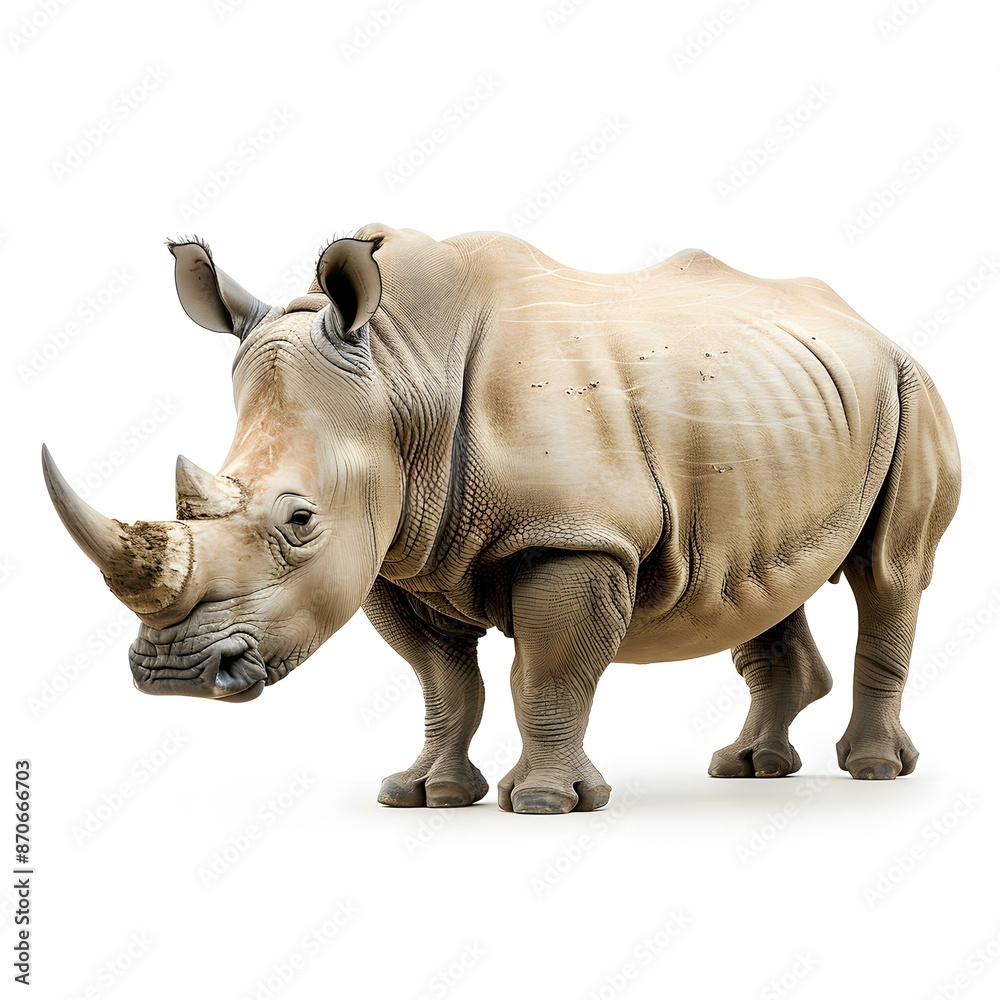 Fototapeta premium A rhinoceros stands on a white background