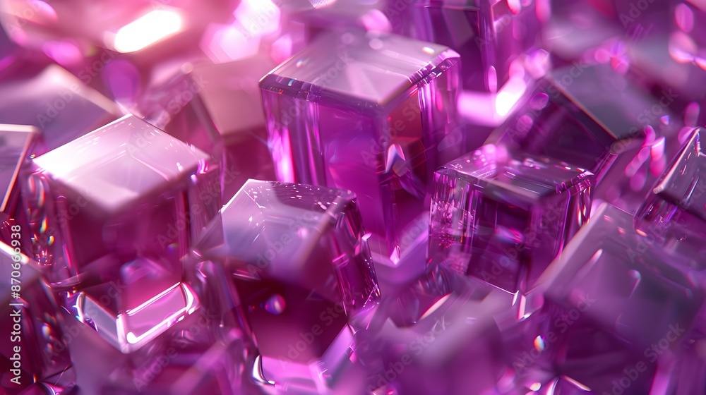 A background of transparent purple cubes, creating an abstract and futuristic pattern. The cubes have a glossy finish that reflects light beautifully. A background of transparent purple cubes, creating an abstract and futuristic pattern. The cubes have a glossy finish that reflects light beautifully.