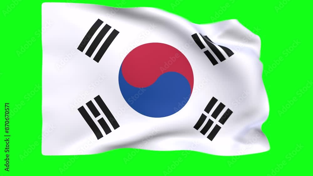 Waving flag of South Korea Animation 3D render Method Waving flag of South Korea Animation 3D render Method