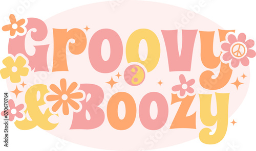 Groovy and Boozy Funky Retro Bridal Graphic 