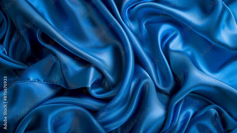 Fototapeta premium Blue silk material texture, colored print texture, texture for clothing materials