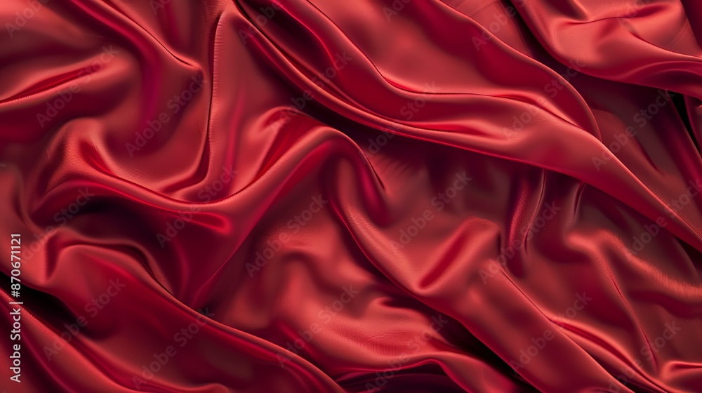 Fototapeta premium Red silk material texture, colored print texture, texture for clothing materials