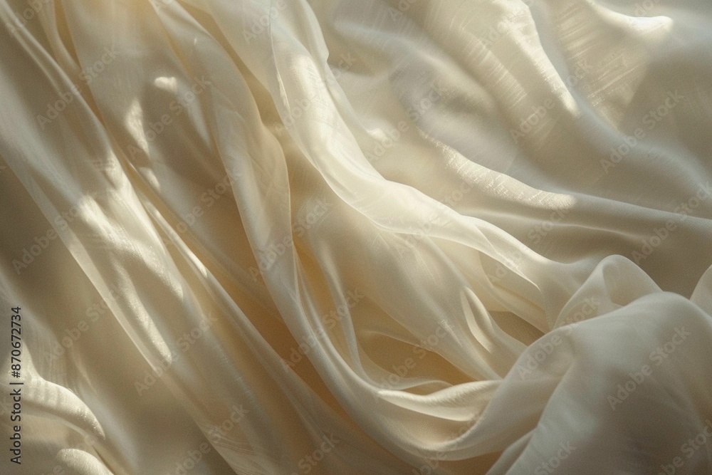 AI generated illustration of a soft, white fabric in warm sunlight AI generated illustration of a soft, white fabric in warm sunlight