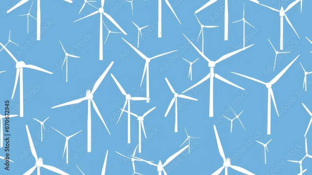 Abstract Pattern of Wind Turbines Against a Blue Sky Abstract Pattern of Wind Turbines Against a Blue Sky