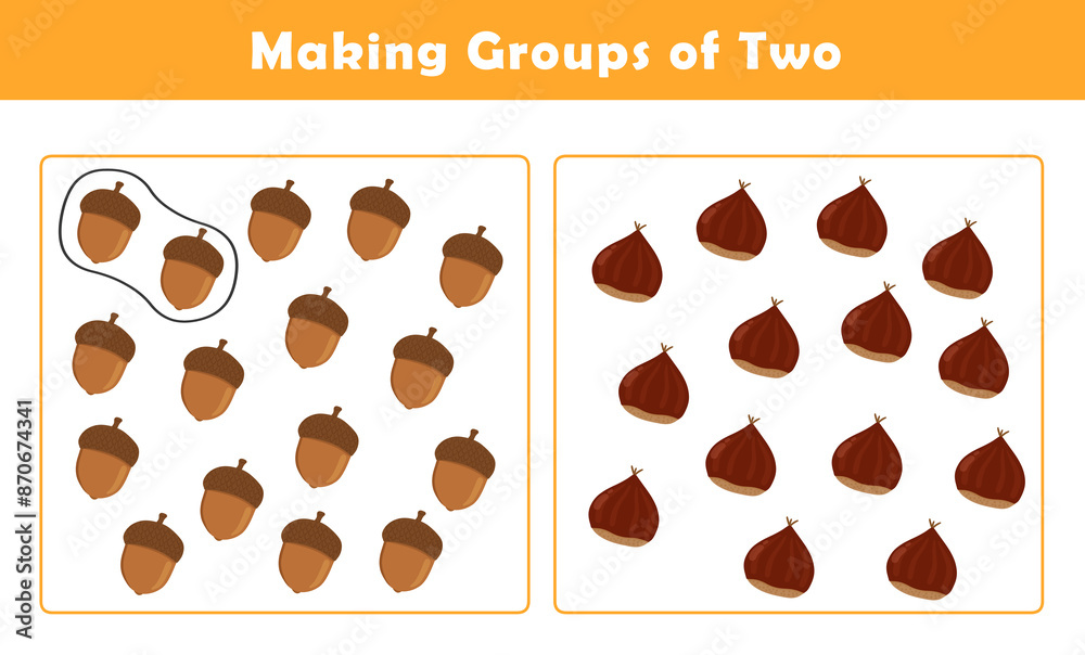 Making Groups of Two Worksheet. Grouping Picture Math Activity for Kids ...