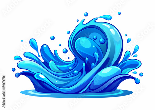 Water Splashes With Blue Waves, Swirls, and Drops
