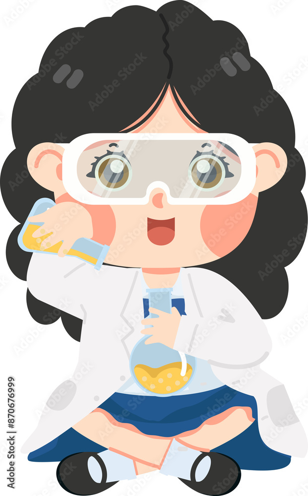 Naklejka premium Scientist sitting and conducting an experiment