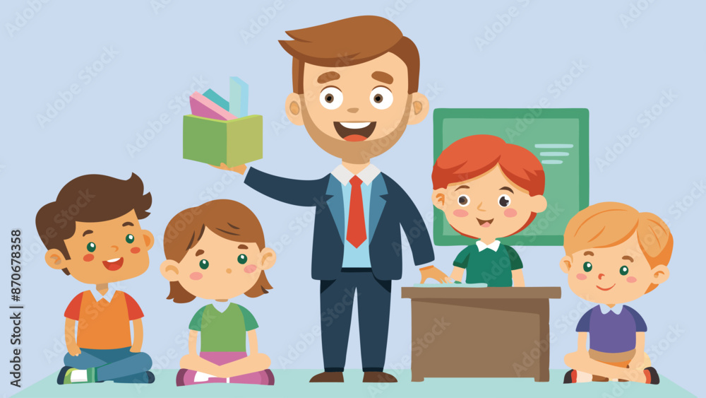 2D Cartoon Teacher Character Vector Illustration. 2D Cartoon Teacher Character Vector Illustration.