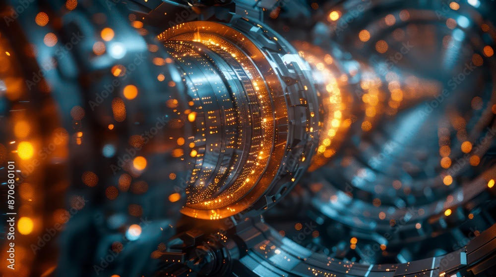 Data science visualization featuring a futuristic engine with blue, teal, and yellow colors on a white background, rendered in a 3D design for modern tech concepts. Data science visualization featuring a futuristic engine with blue, teal, and yellow colors on a white background, rendered in a 3D design for modern tech concepts.