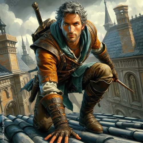 Artful Dodger: Master of Stealth in Enchanted Streets  Fantasy RPG character  photo