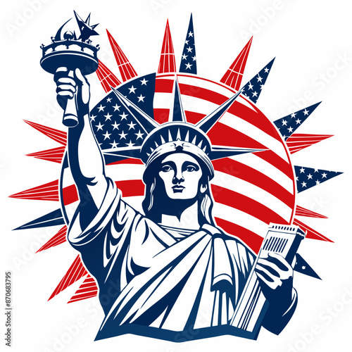 logo t-shirt design 4th of july statue of libert