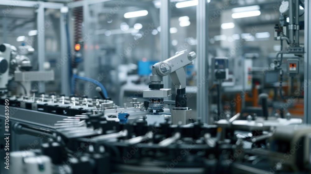 Obraz premium An industrial factory with advanced technology and automation features robots and machines working together in modern production processes.