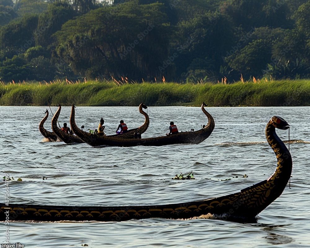 Obraz premium Vallamkali Boat races. races on special elongated 