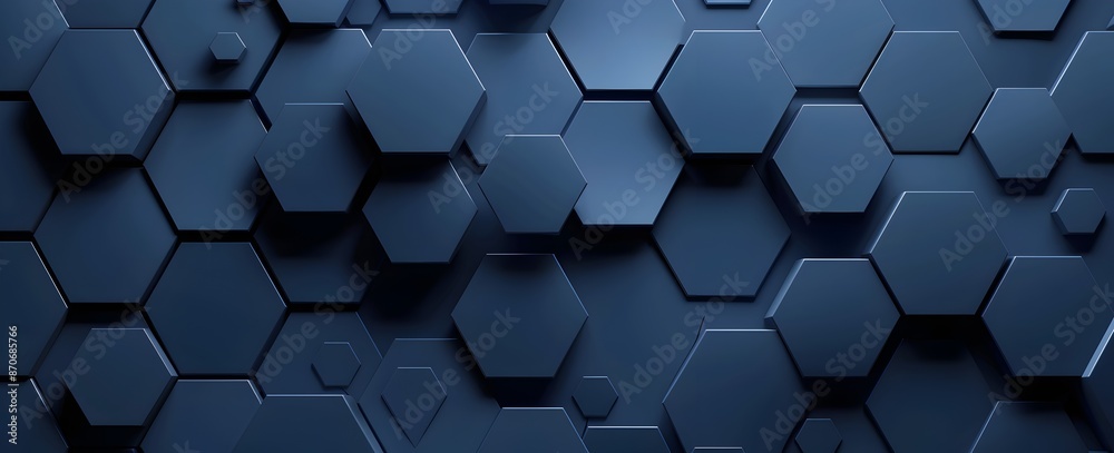 3d render of dark blue abstract background with hexagon pattern, 3d render of dark blue abstract background with hexagon pattern,