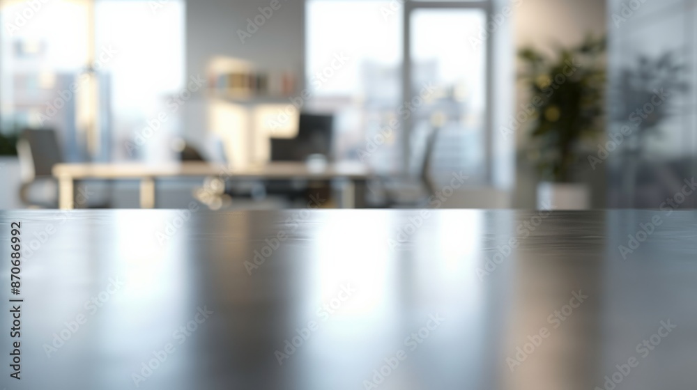 Blurred view of a modern office space with clean, white minimalistic decor and natural light streaming in through large windows. Blurred view of a modern office space with clean, white minimalistic decor and natural light streaming in through large windows.