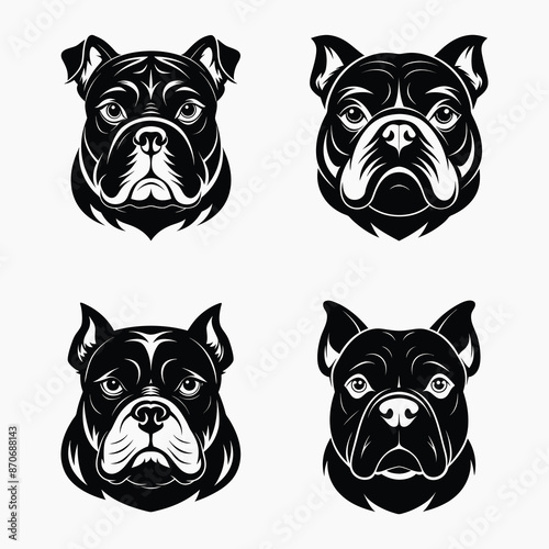 Bulldog head vector silhouettes bold, modern, and versatile