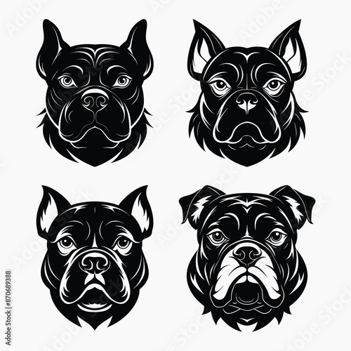 Bulldog head vector silhouettes dynamic and versatile set