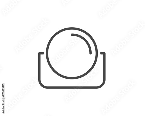Makeup and cosmetics. Linear vector graphic beauty icons in the form of a face mirror.