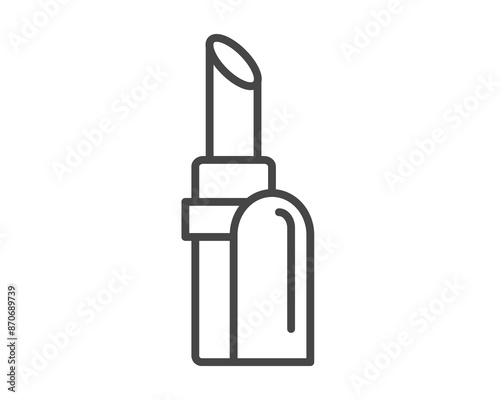 Makeup and cosmetics. Beauty linear vector graphic icons in the form of lipstick with lip care cap.