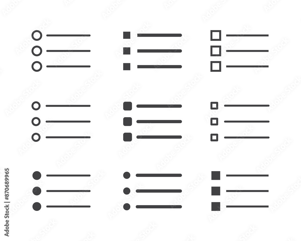 Hamburger menu icon, buttons for website, UI navigation, mobile app, presentation. Vector design elements and user Interface icons.